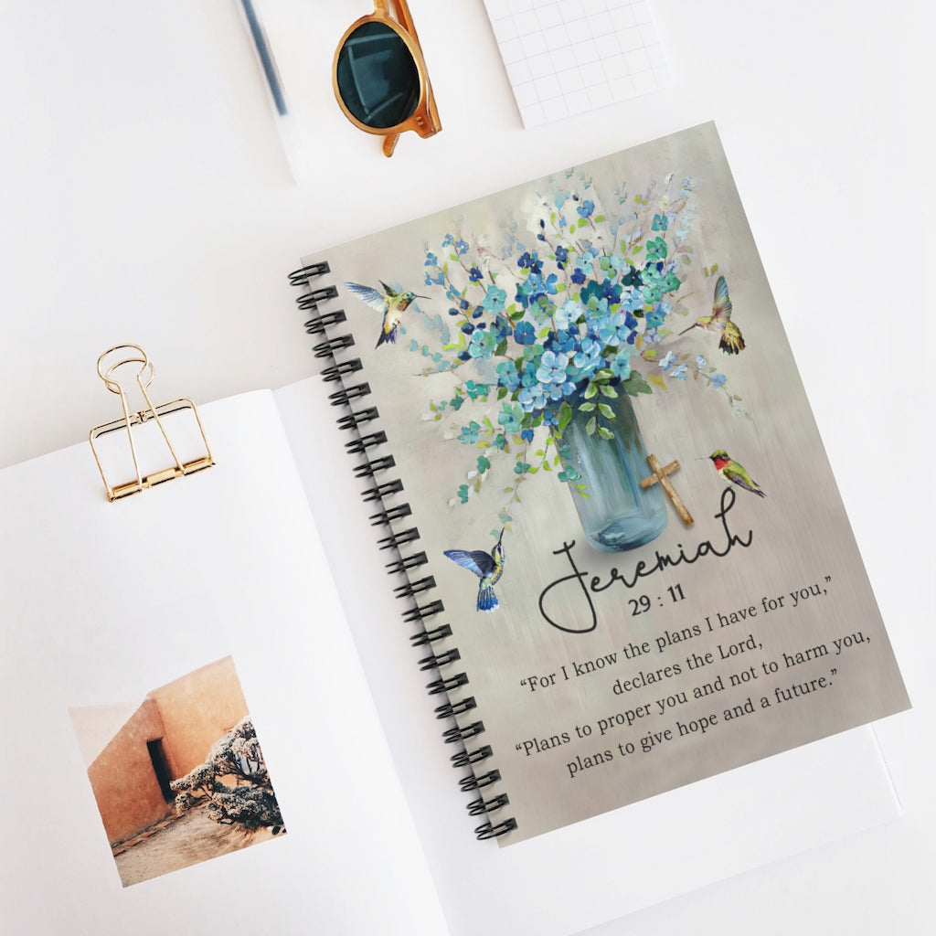 Vigifsana Paper Lined Journal Jeremiah 29 11 Hummingbird Spiral Notebook College Ruled Paper, 118 Sheets, Baby Journal Personalized Gift Journal for Woman