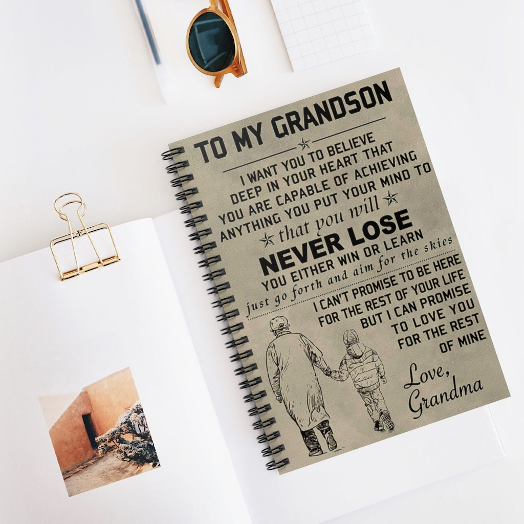 Vigifsana College Rule to My Grandson I Can Promise to Love You Love Grandma Spiral Notebook Perfect for Office Home School Business Writing & Note Taking Customized Journal for Man - Woman