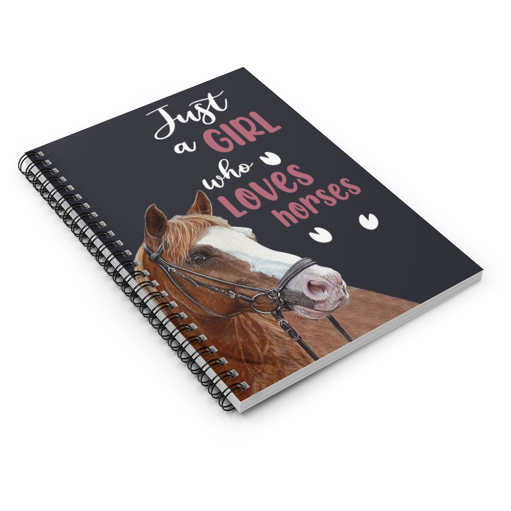Spiral Notebook - Ruled Line Horses Blanket - JUST A Girl WHO Loves Horses Keepsake Spiral Notebook Gift On Birthday Stationery Gift Personalized Notebook