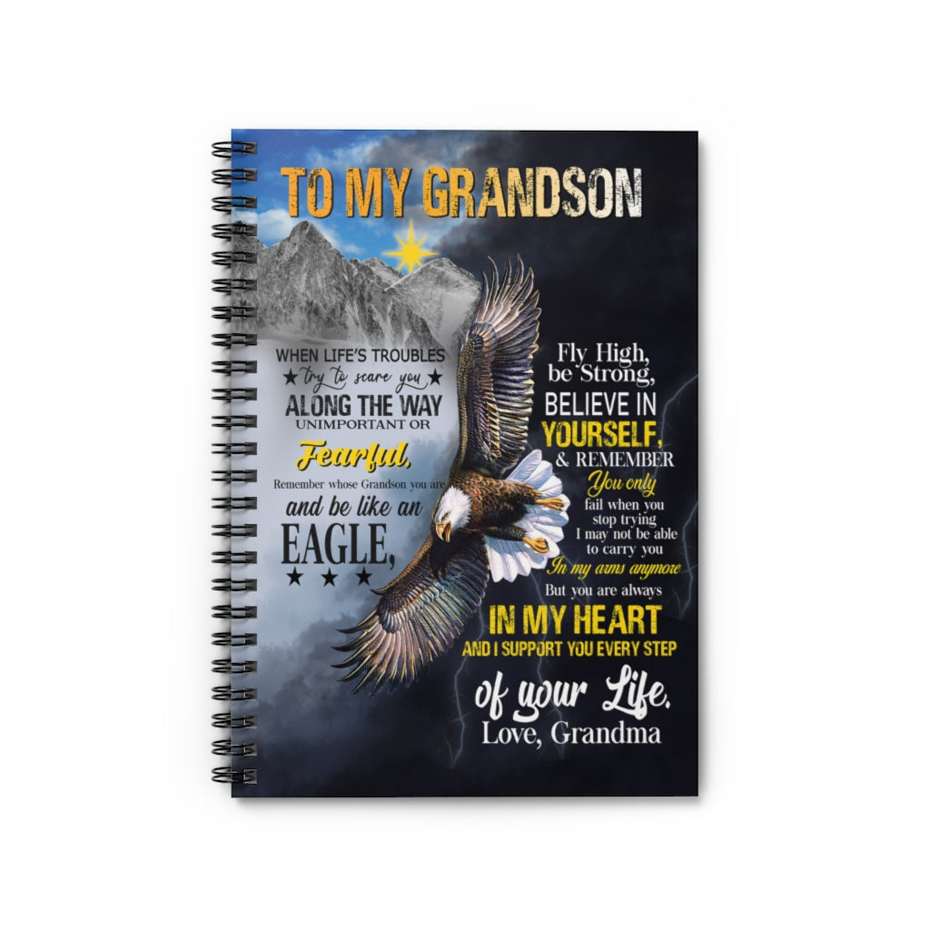 Spiral Notebook - Ruled Line Eagle-to My Grandson-You Will Always in My Heart Soft Cozy Lightweight Durable Plush Throw Gift for Grandson