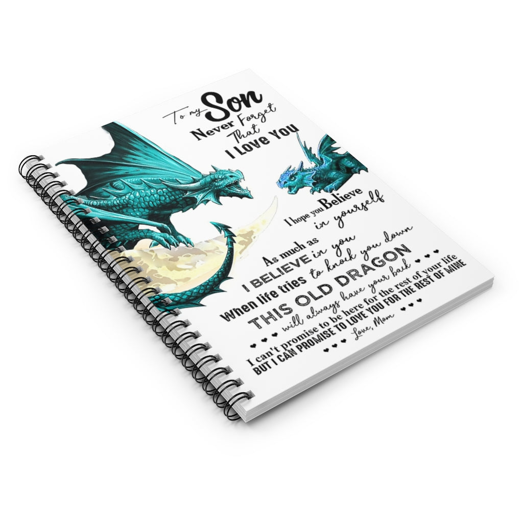 Spiral Notebook Mama And Baby Dinosaur To My Son Never Forget That I Love You Love Mom Personalized Gift Stationery Gift Family Friend Gift Unisex