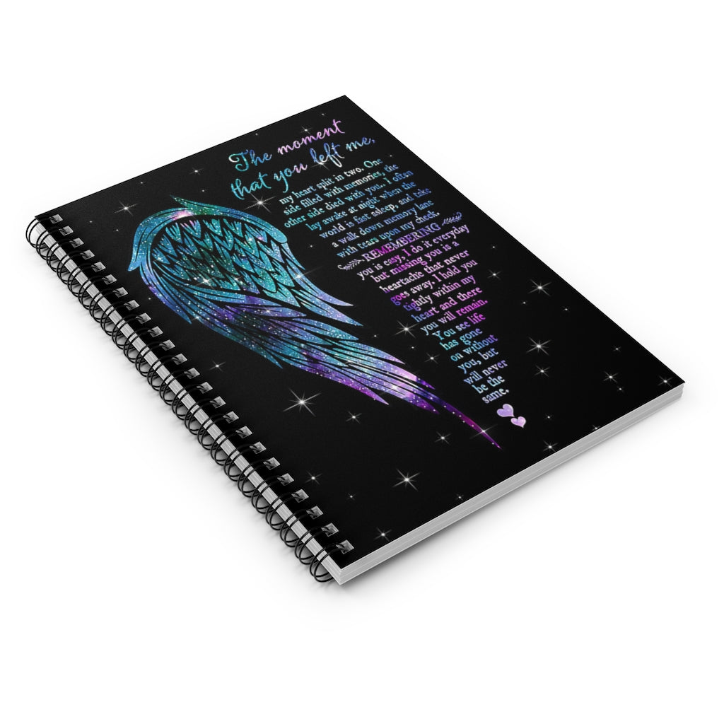 Stationery Gift Spiral Notebook - Ruled Line Angel Wings – The Moment That You Left Me My Heart Split In Two For Office, Students, School Supplies