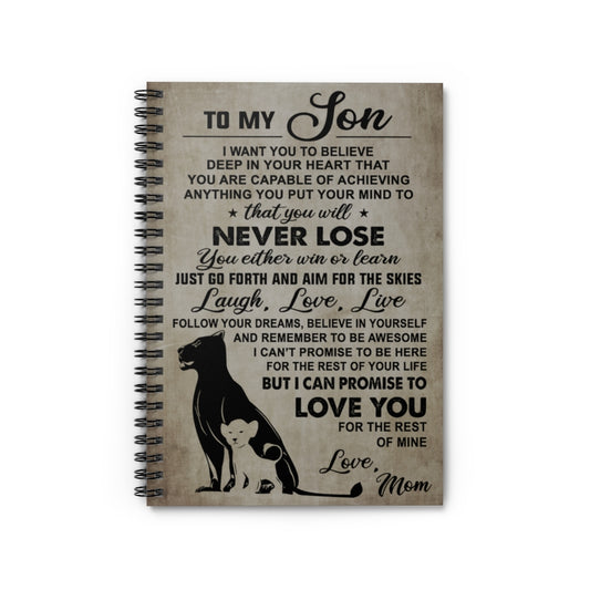 Spiral Notebook To My Son I Can Promise To Love You Love Mom 118 Pages Lined Notebook Personalized Notebook Spiral Bound Notebook 6x8 for Writing