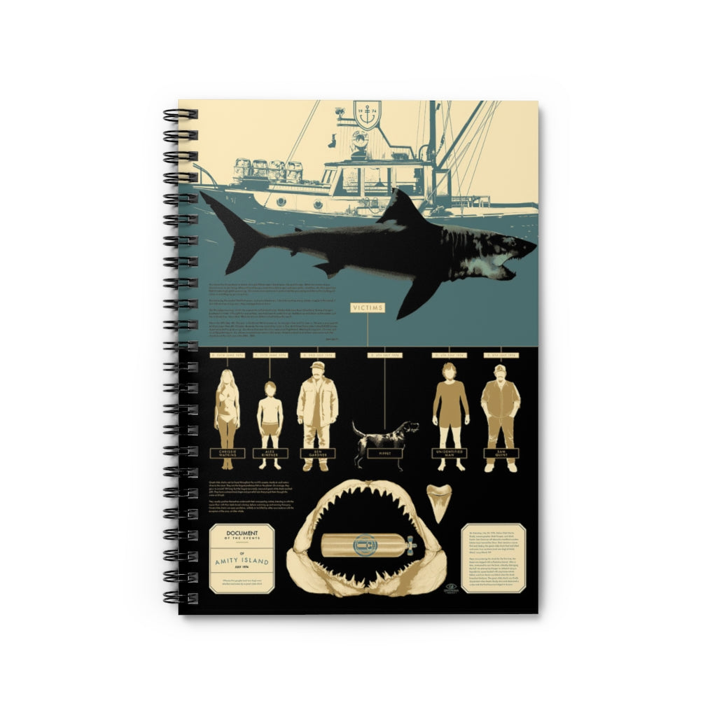 Notebook Journals Matt Taylor Breaks Down The Events On Amity Island (1974) In This Jaws Spiral Notebook Perfect For Office Home School Business Writing & Note Taking Awesome Happy Birthday Gift