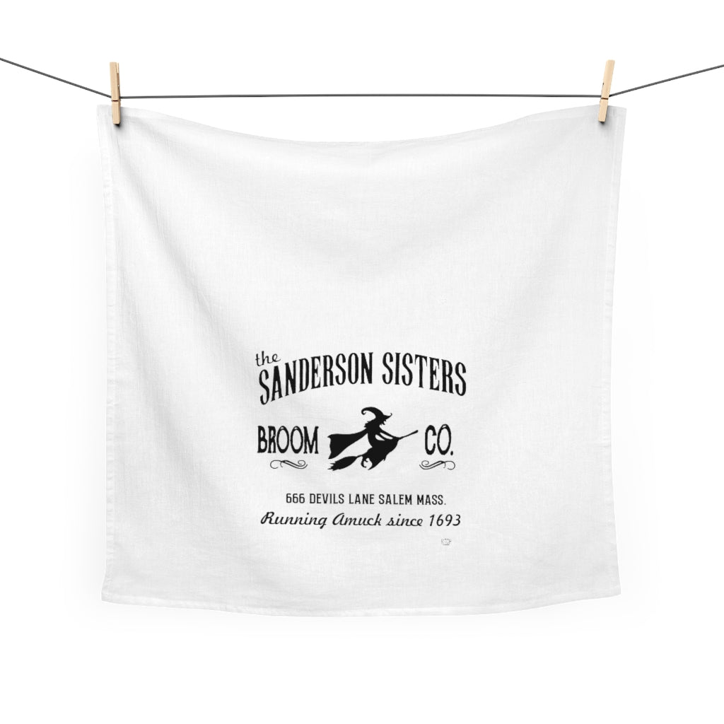 Halloween Tea Towel - Sanderson Sisters Broom Company Kitchen Flour Sack Towel - Fall Dish Cloth - Hocus Pocus Towel - Farmhouse Décor Hand Drying Soft Cotton Tea Towel
