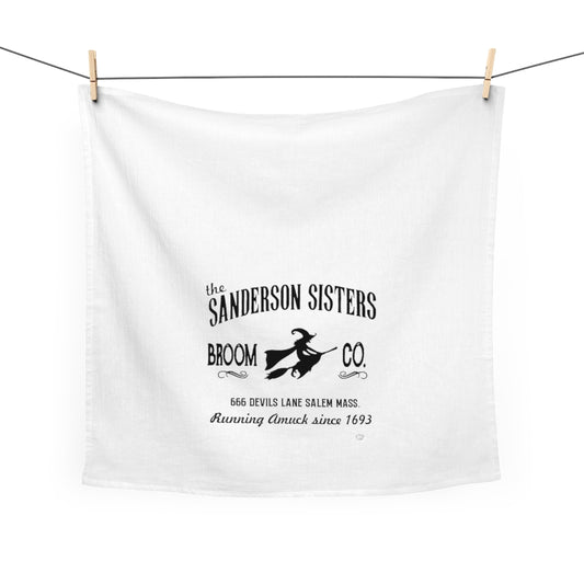 Halloween Tea Towel - Sanderson Sisters Broom Company Kitchen Flour Sack Towel - Fall Dish Cloth - Hocus Pocus Towel - Farmhouse Décor Hand Drying Soft Cotton Tea Towel