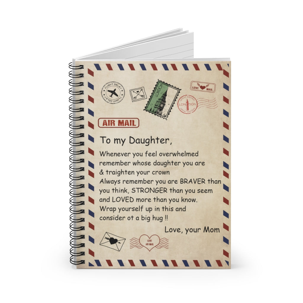 Air Mail to My Daughter Whenever You Feel Overwhelmed You are Braver Than You Think Stronger Than You Seem Vintage Stamp Notebook - Ruled Line