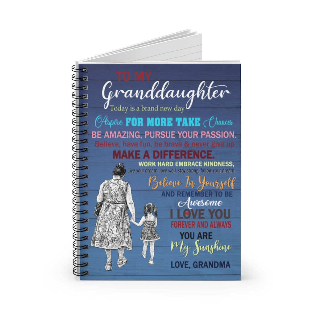 Spiral Notebook Gifts With Grandma To My Granddaughter I Love You  Optional Personalized Custom Ruled Line