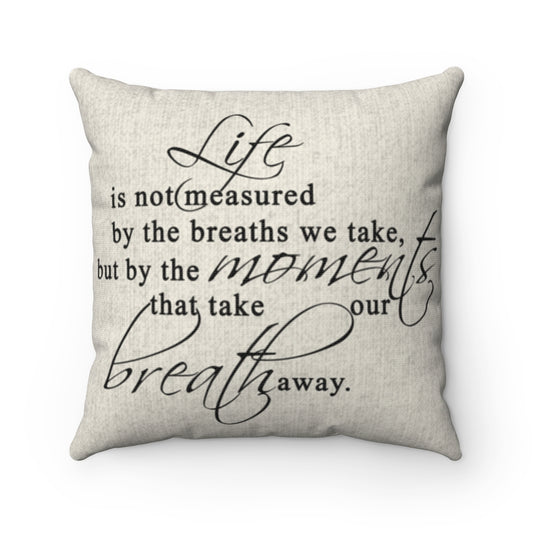 Throw Pillow Covers 100% Cotton -Life is not Measured by The Breaths We Take- Farmhouse Couch Sofa, Vintage Decorative Cushions Covers-Size 18"x18"