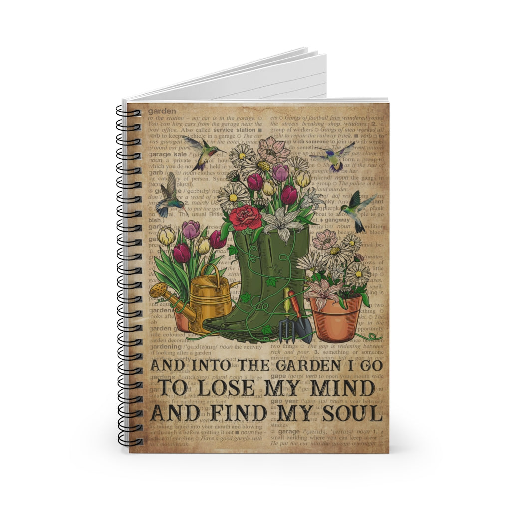 Spiral Notebook - Ruled Line Dictionary Garden Find My Soul Garden Hummingbird Wide Rule Meaningful Quote  School Smart Spiral Composit Cover Spiral Organization Book