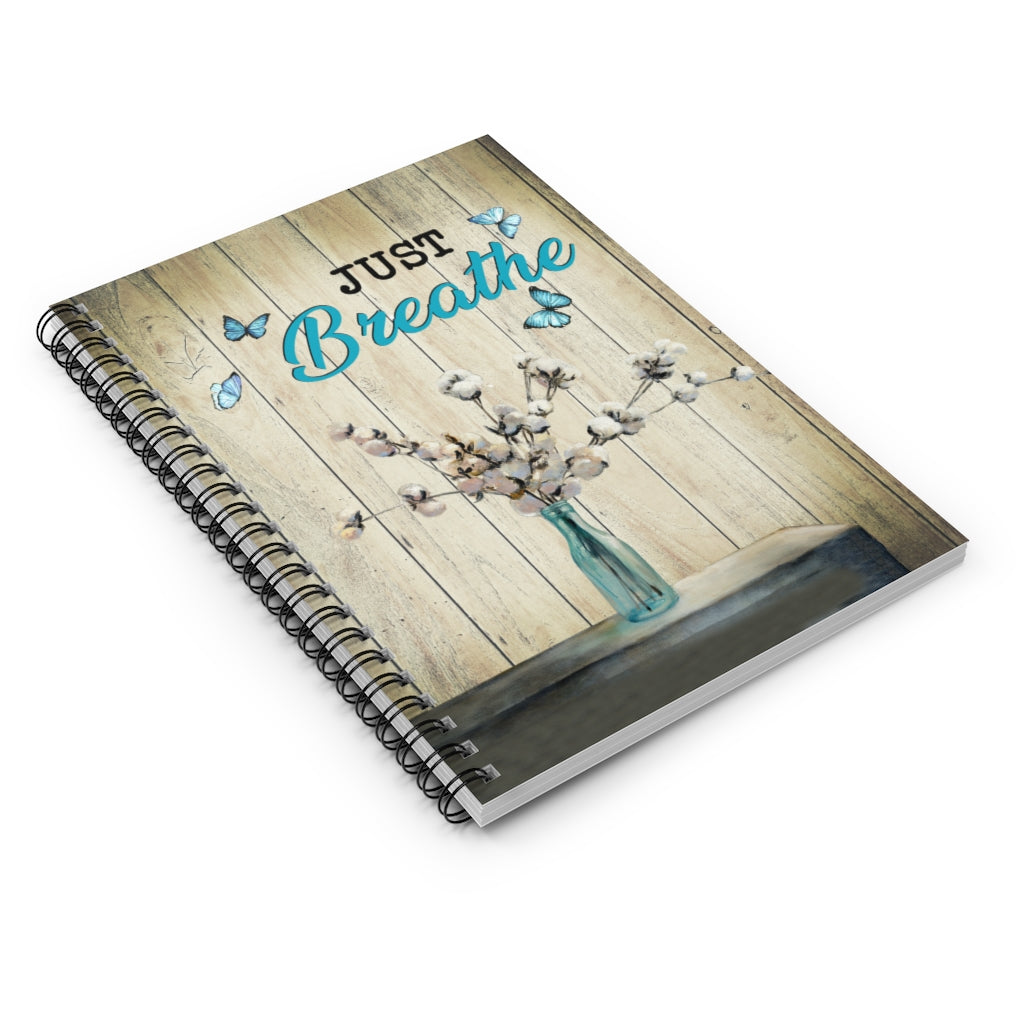 Spiral Notebook - Ruled Line Framed Art Gifts Cotton Flowers Just Breathe Canvas Wall Art Framed Anniversary Birthday Housewarming Gift Custom size Gifts Christmas, on Birthday