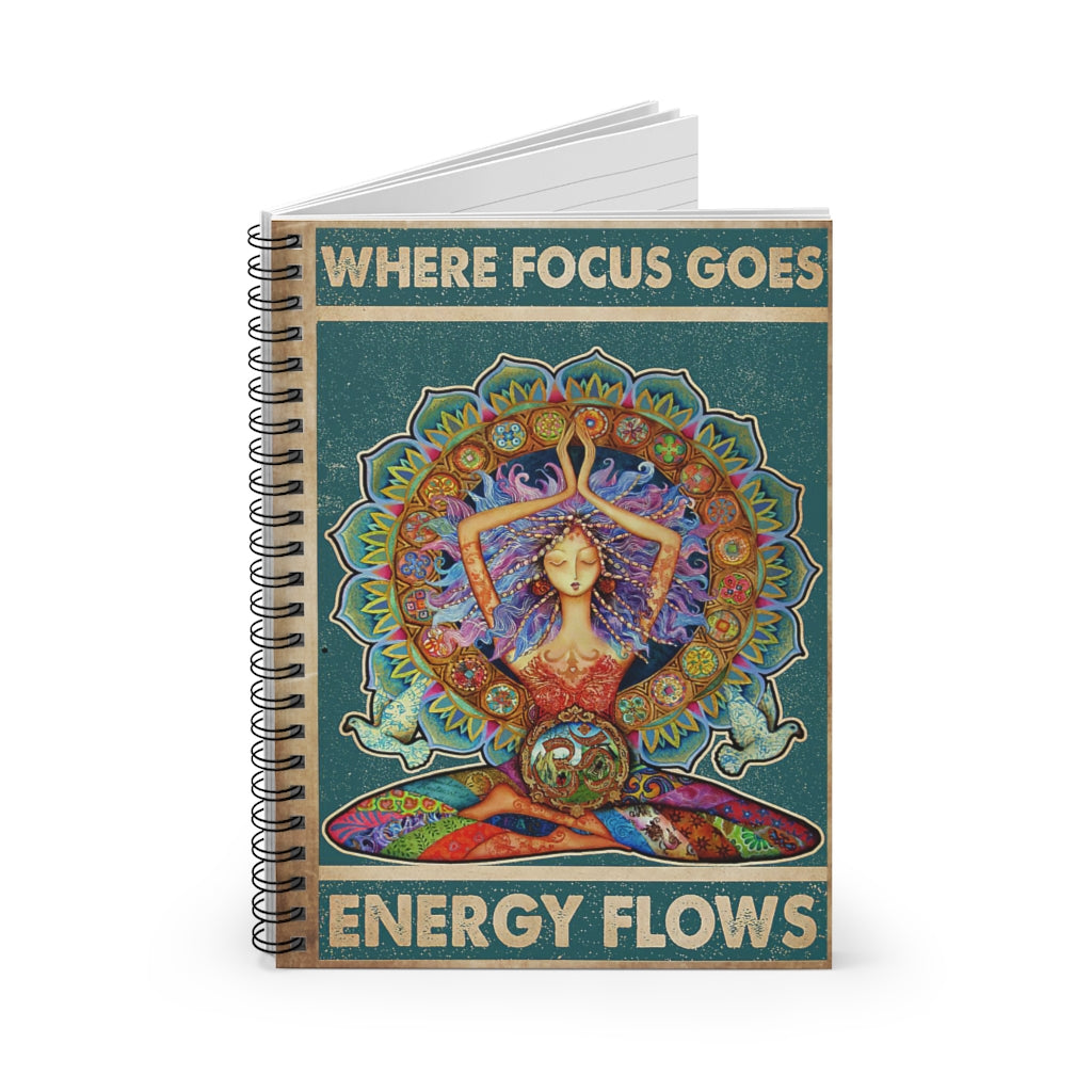 Spiral Notebook Where Focus Goes Energy Flows Yoga Girl School Smart Spiral Subject College Ruled Notebook