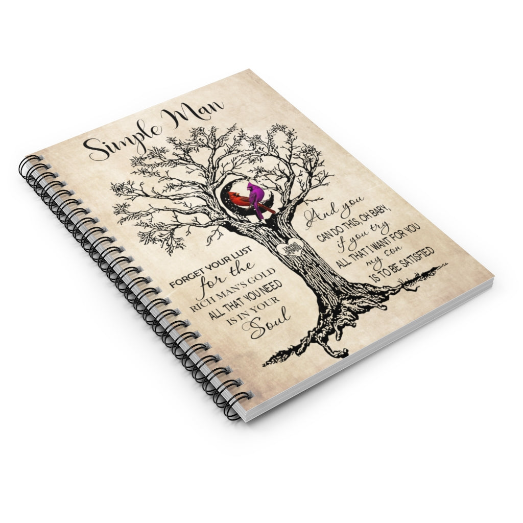 Spiral Notebook - Ruled Line Grandpa Poster Simple Man Forget Your Lust for The Rich Man’s Gold Couple Bird Gifts for Man Keepsake Spiral Notebook