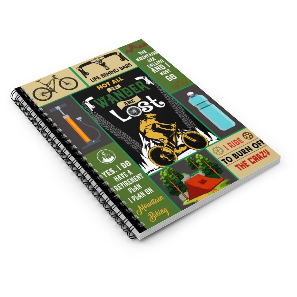 Notebook Gifts Not all Who Wander are Lost Mountain Bike Camping Ultra Spiral Notebook - Ruled Line Gift Ideas  Baby Journal  Keepsake Spiral Notebook