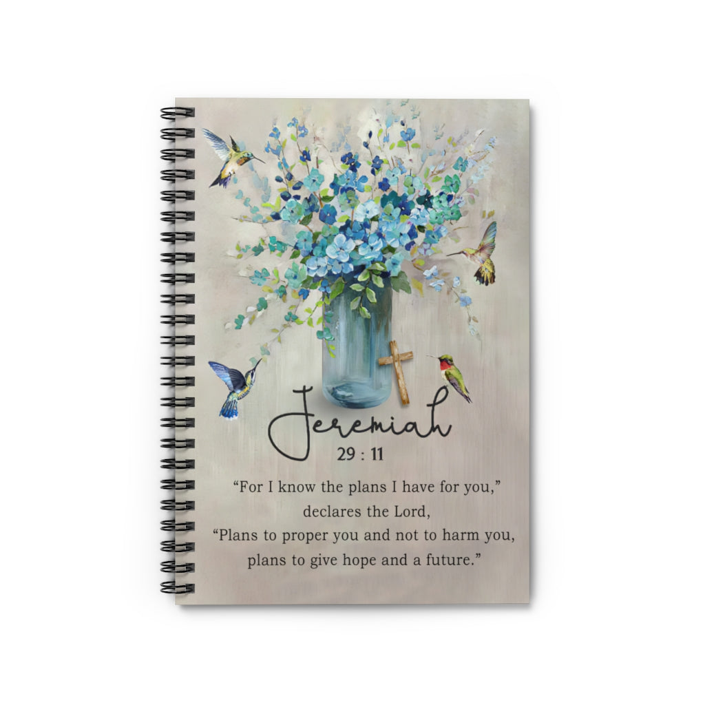 Vigifsana Paper Lined Journal Jeremiah 29 11 Hummingbird Spiral Notebook College Ruled Paper, 118 Sheets, Baby Journal Personalized Gift Journal for Woman