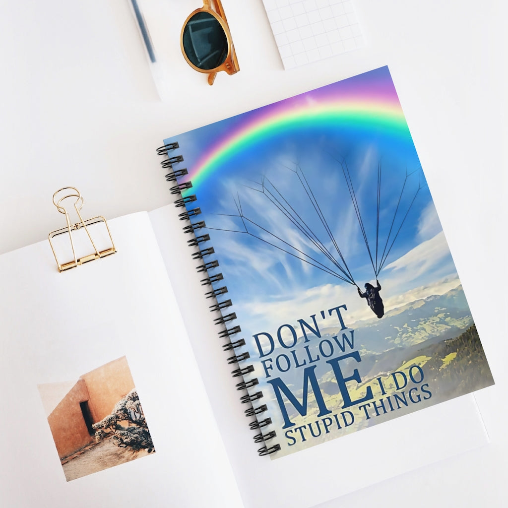 Vigifsana Composition Notebooks Skydiving Don’T Follow Me I Do Stupid Things Spiral Notebook Home School Supplies for College Students Stationery Gift Sets for Child Job Journal