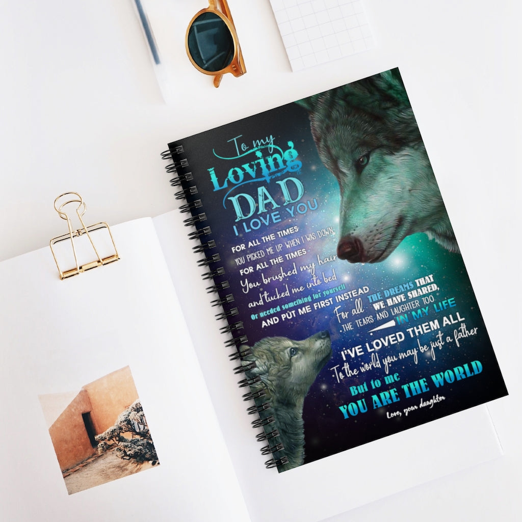 Spiral Notebook Gifts with to My Dad - Wolf - Thank You Ruled Line