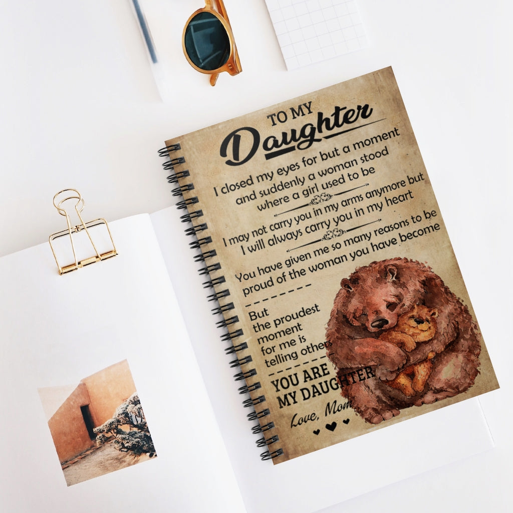 Spiral Notebook To My Daughter I Closed My Eyes Bear Mom Cover Spiral Organization Book Inspirational Ideas Premium Gift Family Awesome On Birthday