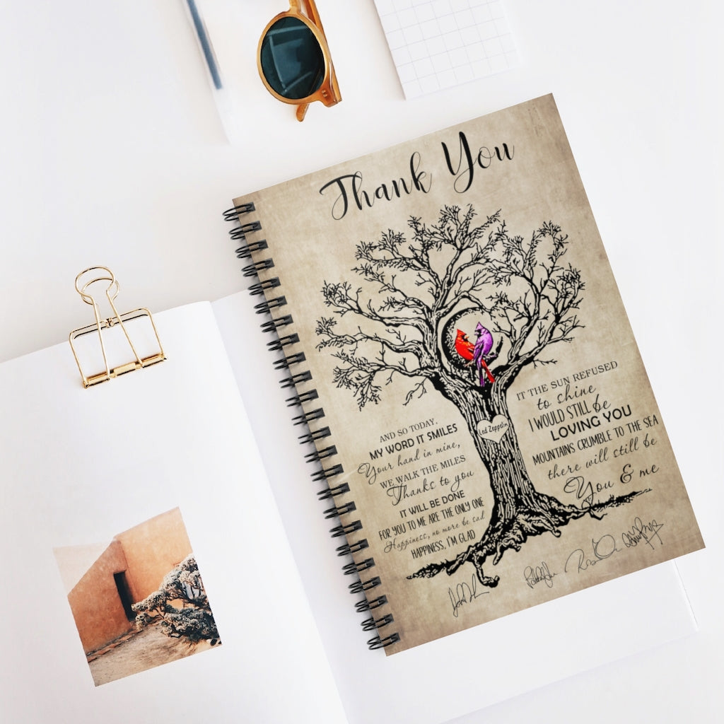 Spiral Notebook Custom Notebook Thank You Cardinal, Signs for Home, Vintage Gifts On Birthday