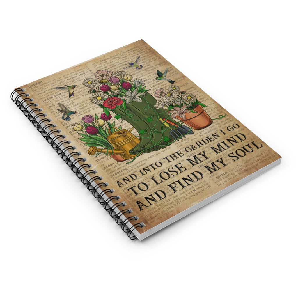 Spiral Notebook - Ruled Line Dictionary Garden Find My Soul Garden Hummingbird Wide Rule Meaningful Quote  School Smart Spiral Composit Cover Spiral Organization Book