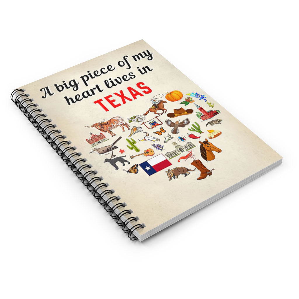 Spiral Notebook A Big Piece Of My Heart Lives In Texas Subject Notebooks Baby Journal  Keepsake Spiral Notebook Gift On Birthday Smart Notebook