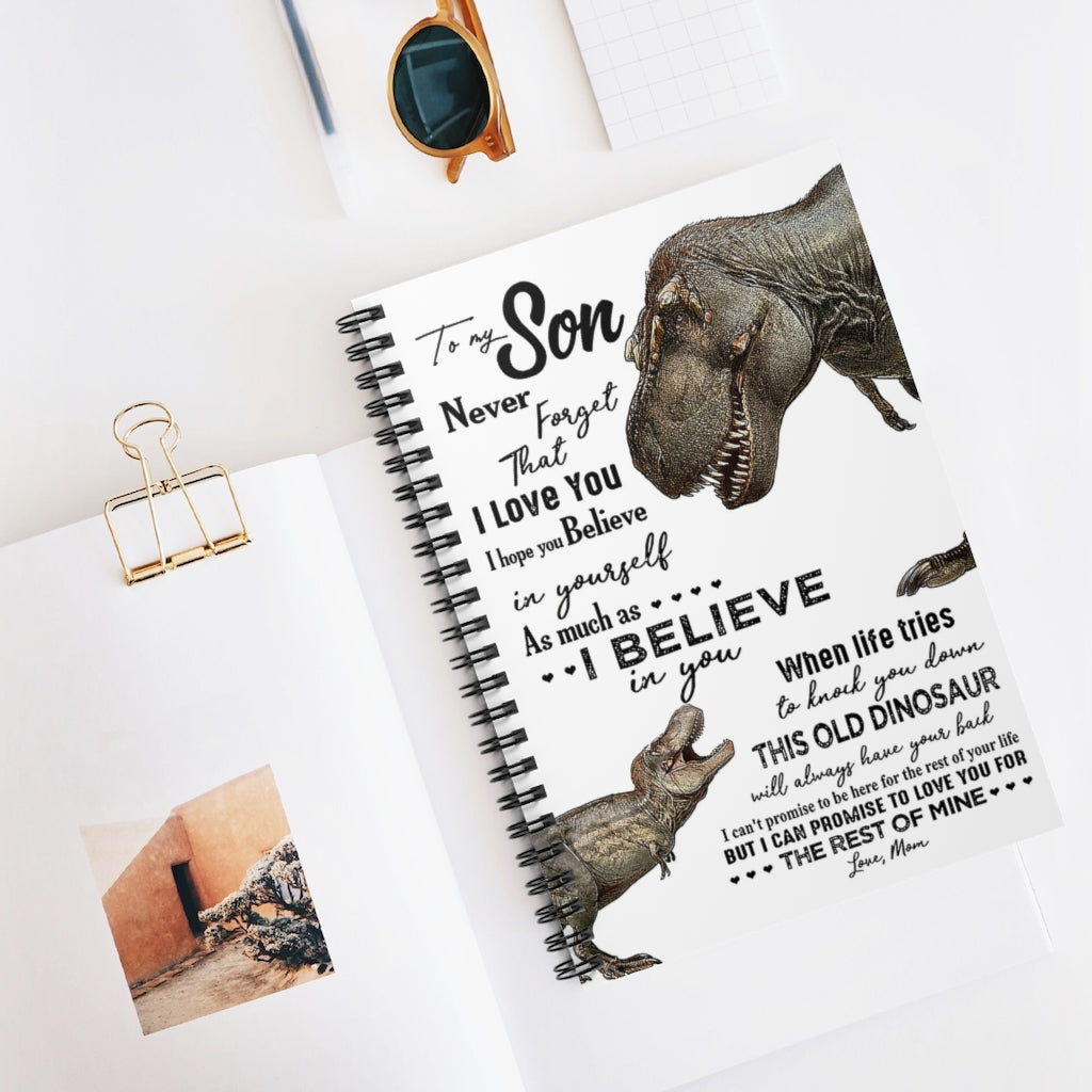 Spiral Notebook Papa And Baby Dinosaur To My Son Never Forget That I Love You Inspirational to My Family Friend Gift Unisex Baby Journal  Keepsake Spiral Notebook