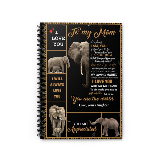 Spiral Notebook Thanhlk Elephant Blanket - To My mom - I Will Alway Love You Fleece Blanket Gift for Mom Ruled Line