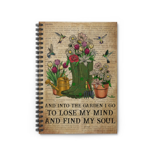 Spiral Notebook - Ruled Line Dictionary Garden Find My Soul Garden Hummingbird Wide Rule Meaningful Quote  School Smart Spiral Composit Cover Spiral Organization Book