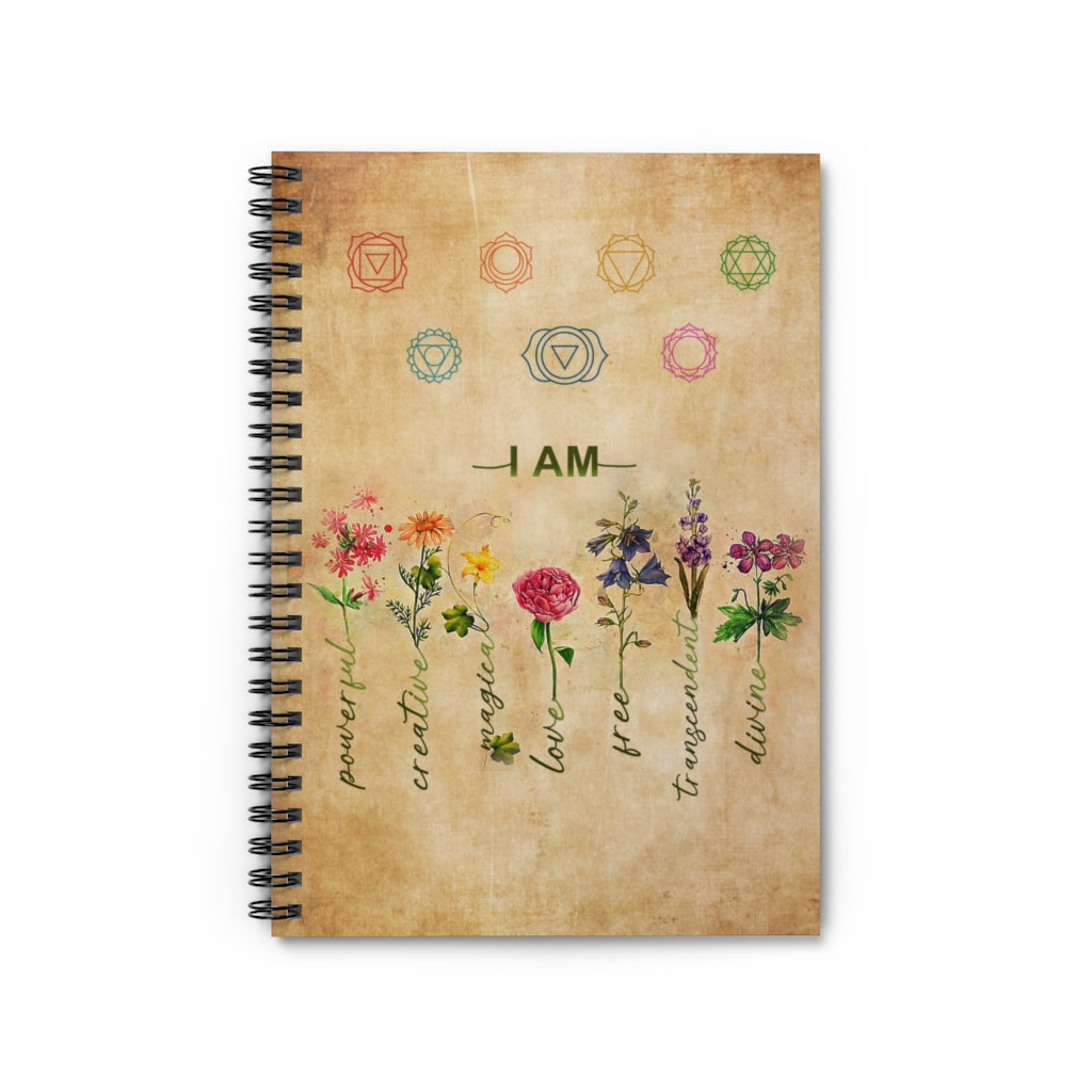 Spiral Notebook - Ruled Line Gifts Yoga for Peace of Mind Yoga I Am Powerful Flower Art Print Family Friend Gift Unisex, Wedding, Anniversary, Awesome Birthday Perfect