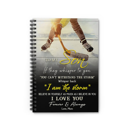 Spiral Notebook Hockey To My Son I Love You Vertical Spiral Bound Notebook 6x8 for Writing Mum Gift Perfect for Office Home School Business Writing & Note Taking