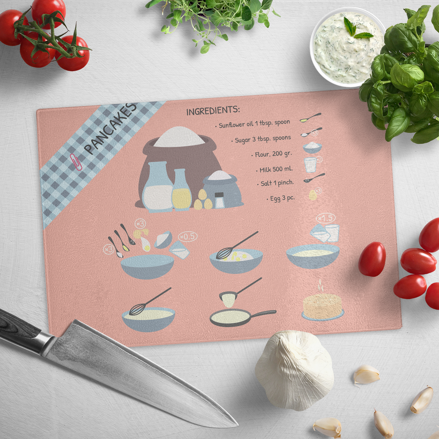 Recipe for pancakes. Infographic