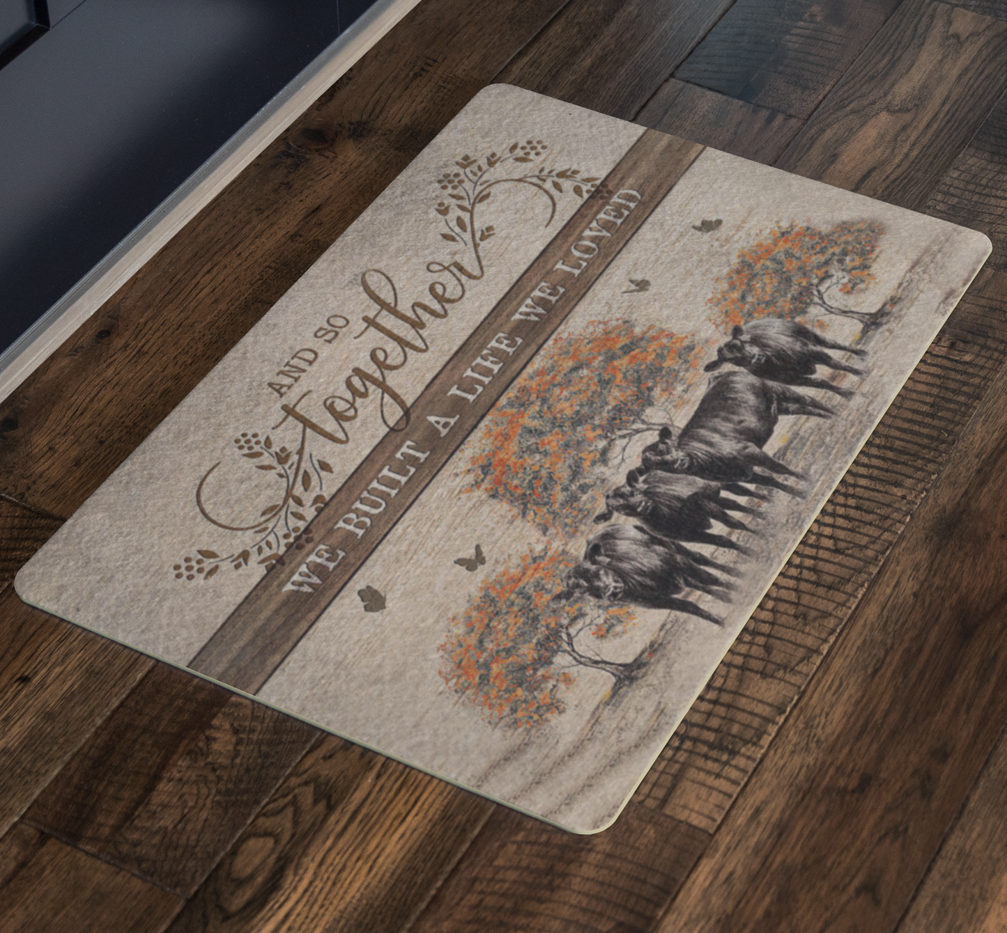 Home Décor Indoor/Outdoor and So Together We Built A Life We Loved Angus Cow Rustic Décor