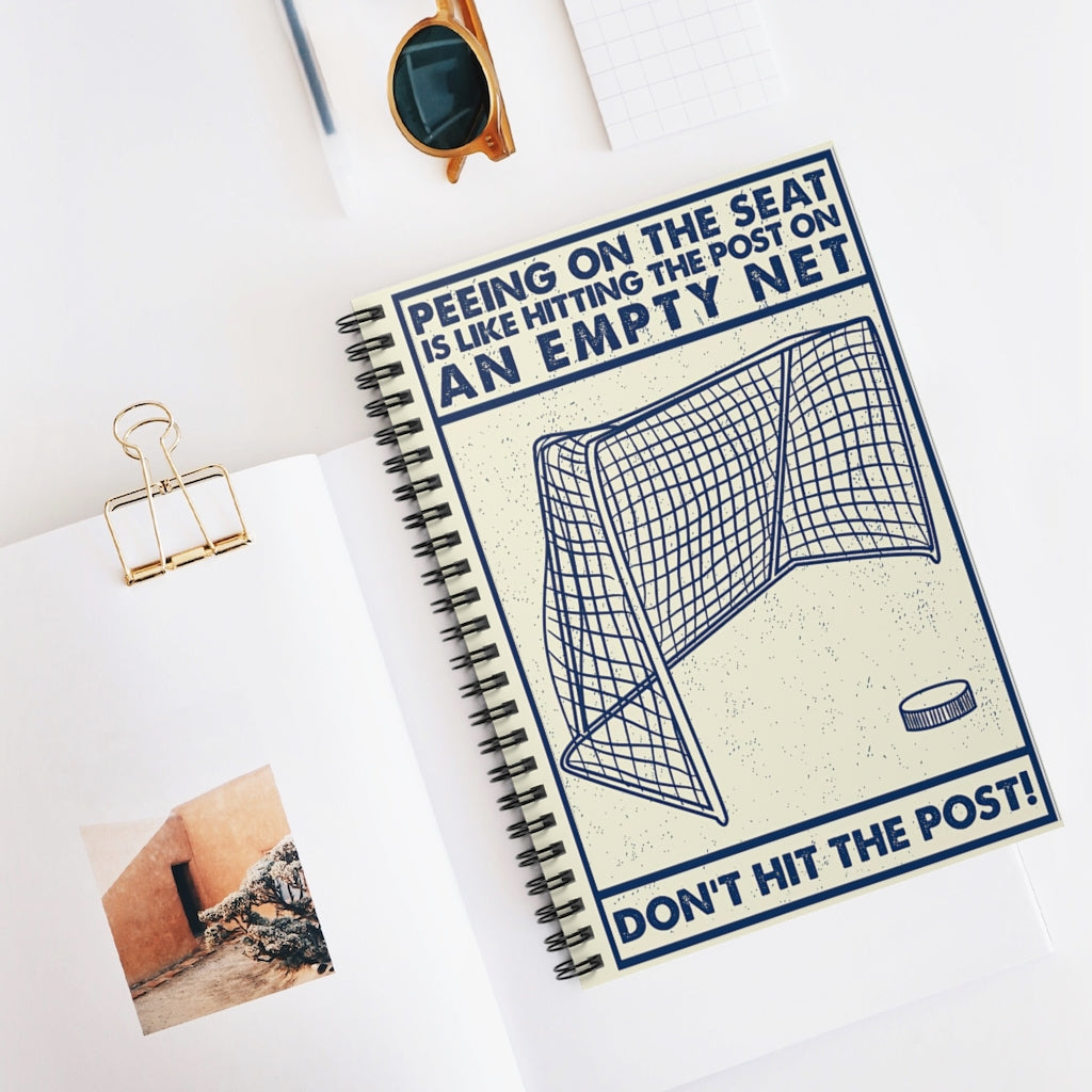 Spiral Notebook - Ruled Line Retro Hockey Funny Don't Hit The Post School Smart Spiral Subject College Ruled Notebook