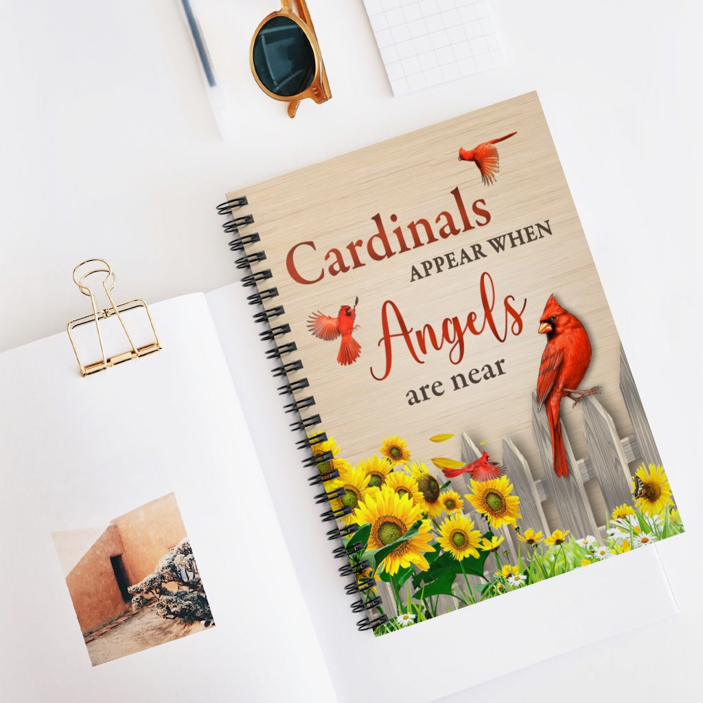 Spiral Notebook - Ruled Line Inspirational Cardinal Appear When Angels are Near Print Wall Art Anniversary Birthday Christmas Housewarming Gift Home Decor Ready