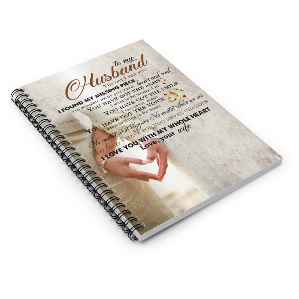 Spiral Notebook Customized Gifts to My Husband Hand in Hand I Love You Gift for Him On Christmas, Birthday