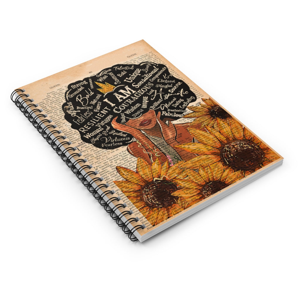 Spiral Notebook Grandpa Black Girl Sunflower Floral Flower Black Women Empowering Feminist Gift For Woman - Ruled Line