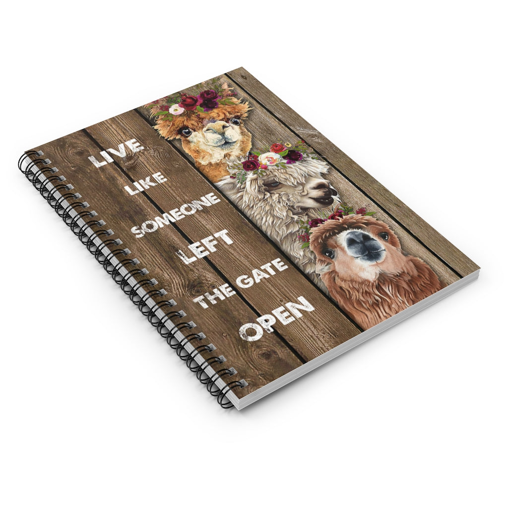 Spiral Notebook Wood Piece Live Like Someone Alpaca Baby Journal  Keepsake Spiral Notebook Gift On Birthday Smart Notebook