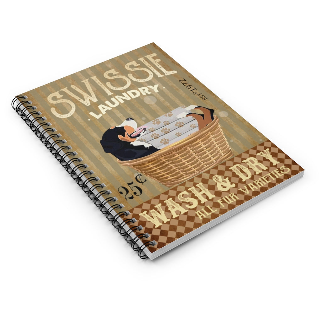 Spiral Notebook - Ruled Line Laundry Greater Swiss Mountain Dog Print Wall Art Anniversary Birthday Christmas Housewarming Gift Home