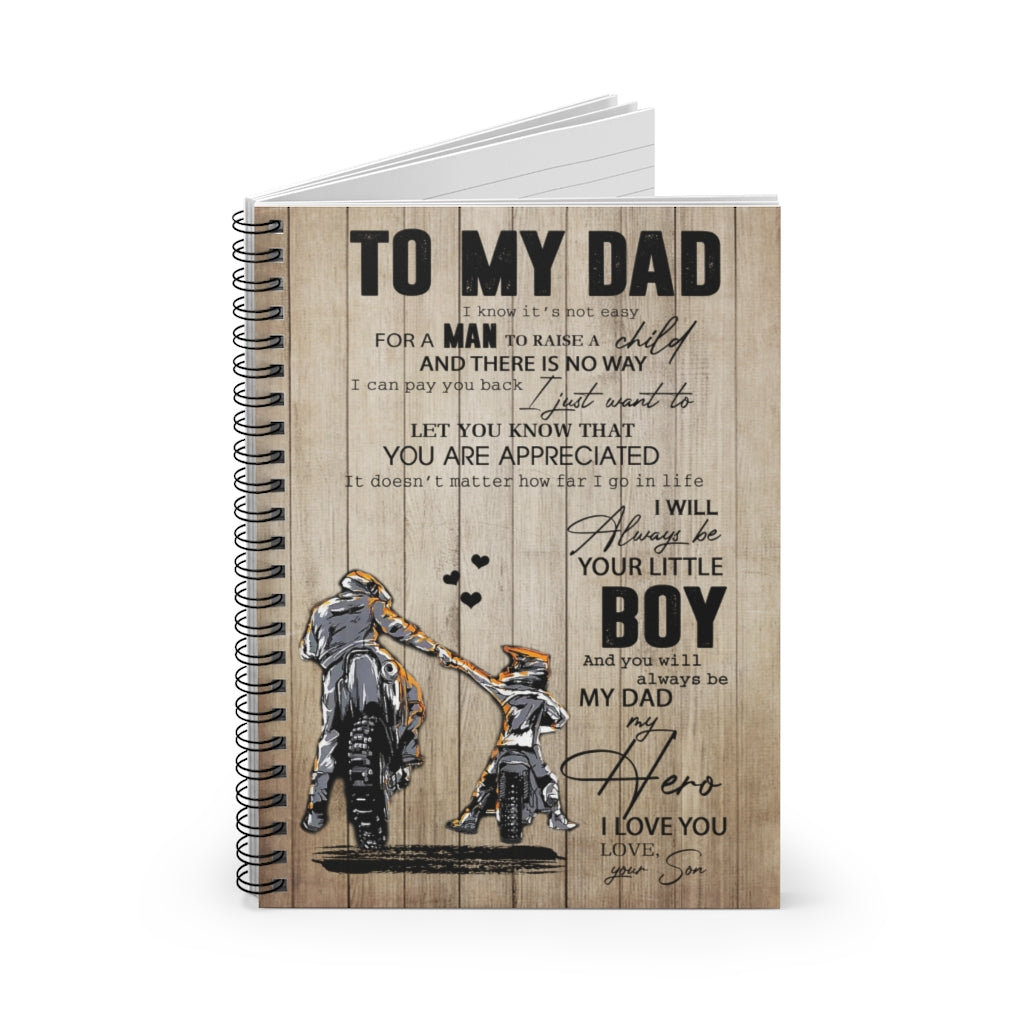 Spiral Notebook Funny Dirt Bike Son To My Dad Gifts - Dirt Bike Son To My Dad You Will Always Be Dad My Hero Portrait  Ruled Line