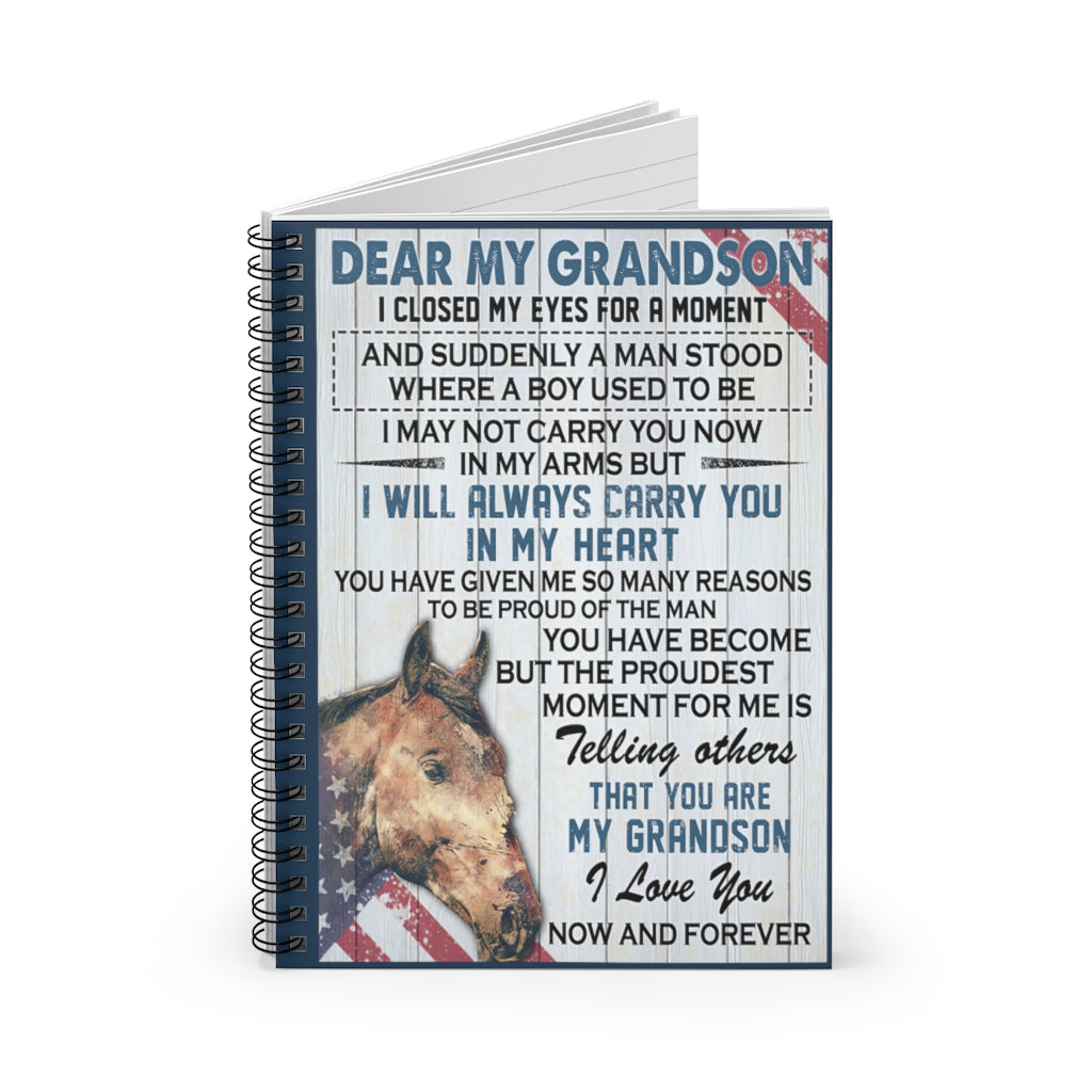 Spiral Notebook Dear My Grandson I Love You Now And Forever Premium Gift Family Awesome On Birthday Vintage Signs Gifts Motivational gift Family Basics Wide Ruled