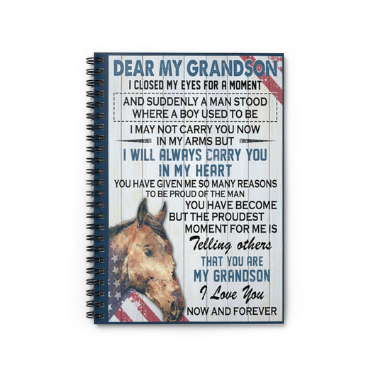 Spiral Notebook Dear My Grandson I Love You Now And Forever Premium Gift Family Awesome On Birthday Vintage Signs Gifts Motivational gift Family Basics Wide Ruled