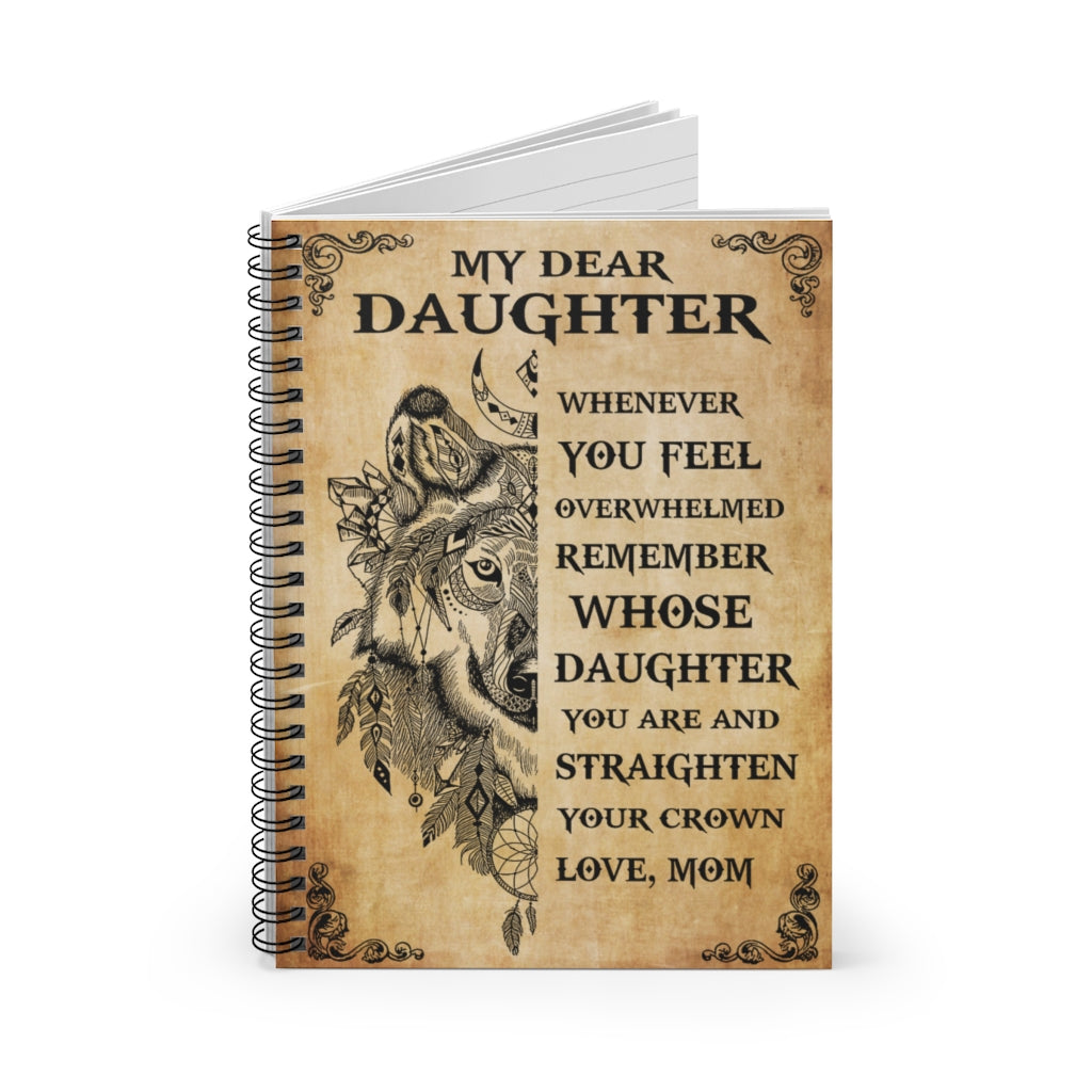 Spiral Notebook Wolf Dream Catcher My Dear Daughter Whenever You Feel Overwhelmed Writing Notebook 118 Pages Gift On Birthday