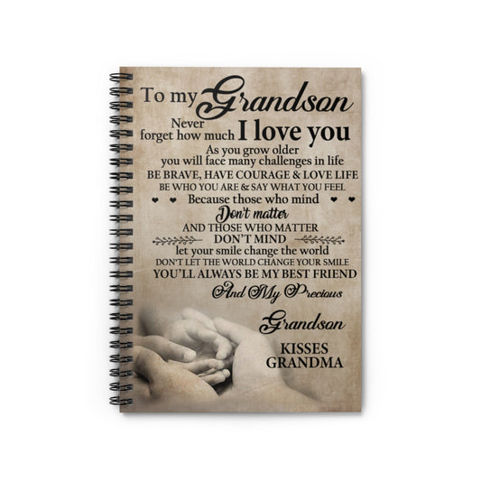 Spiral Notebook To My Grandson Blanket - Gift for Grandson Ruled Line