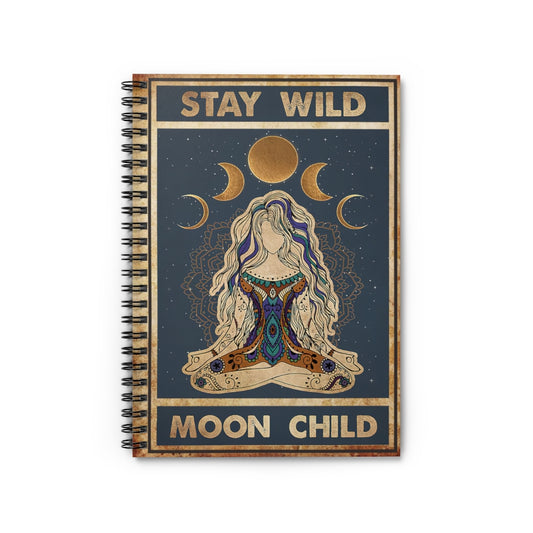 Vigifsana Personalized Yoga Girl Stay Wild Moon Child Notebook, Yoga Lovers, Yoga Girl Vintage Notebook, Vintage Notebook, Hippie Notebook, Home Decor, Wall Art