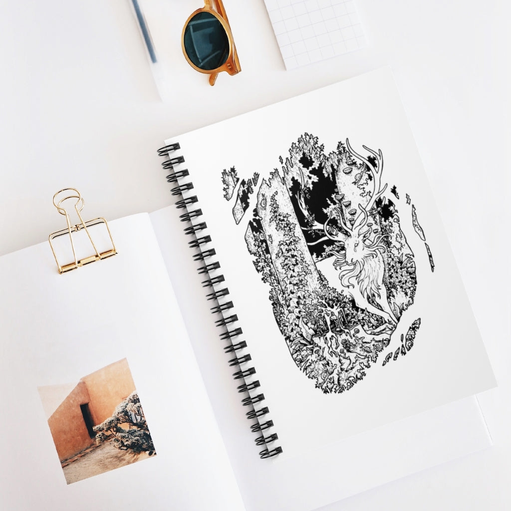 Spiral Notebook - Ruled Line Holy Grail Inspirational Fantasy Animal Gift Surreal Enchanted Fairytale Art Print  Black and White