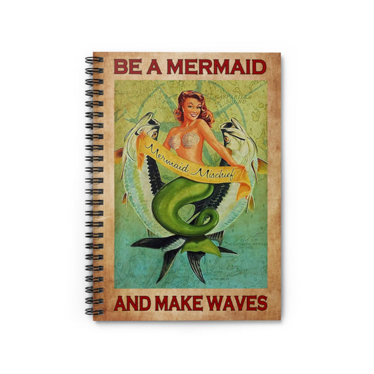 Vigifsana Classic Ruled Notebook Be A Mermaid and Make Waves Vertical Spiral Notebook Home School Supplies for College Students Customized Stationery Gift Sets for Child Job Journal