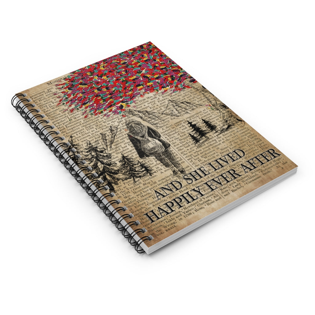 Spiral Notebook - Ruled Line Motivational Gift Hiking and She Lived Happily Ever After Gift for Women, Awesome Christmas, Birthday Gift