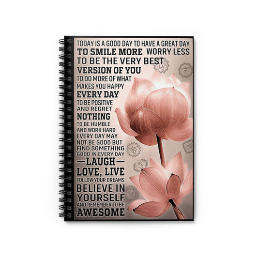 Spiral Notebook Today Is A Good Day Lotus Yoga Perfect for Office Home School Business Writing & Note Taking