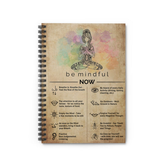 Spiral Notebook Be Mindful Now Yoga Vertical Notebook Spiral Bound Notebook 6x8 for Writing Mum Gift Perfect for Office Home School Business Writing & Note Taking