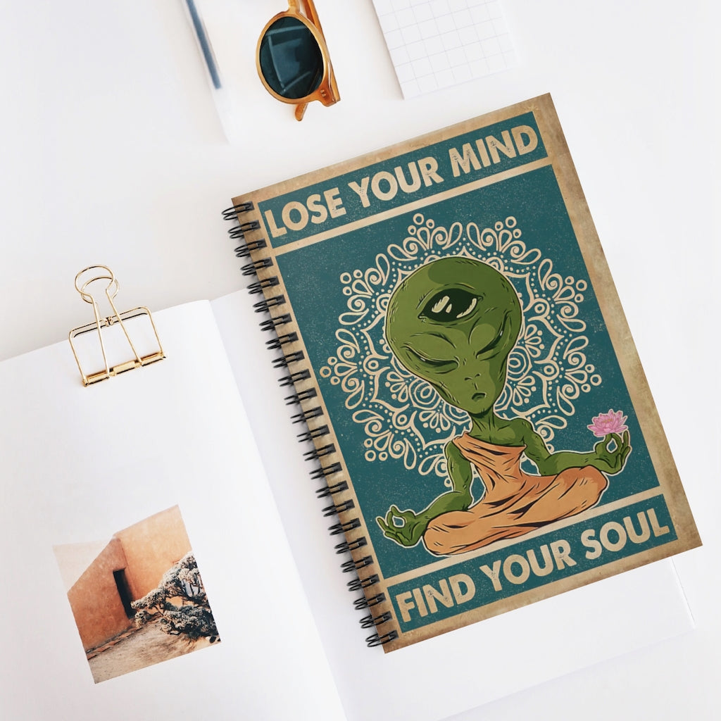 Composition Notebooks Alien Yoga Lose Your Mind And Find Your Soul Spiral Notebook Motivational Gift Family, Basics Wide Ruled Personalized Gift Journal For Woman -School Supplies Job Journal
